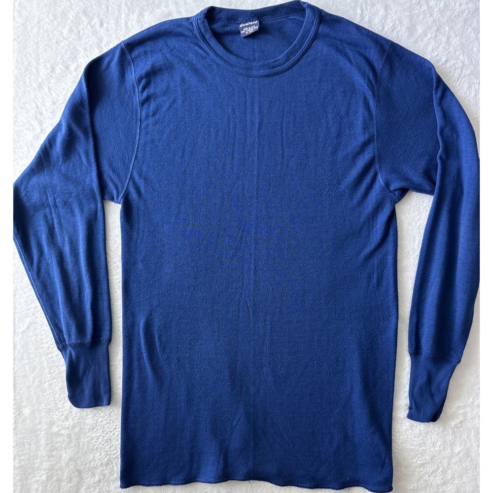 Vintage Duofold‎ Shirt Large Blue Thermostat USA Made Thermal Base
